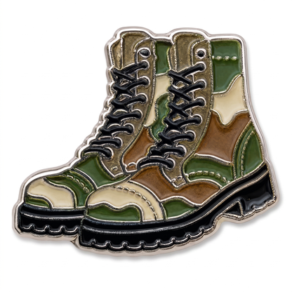 Military pin - camo combat boots enamel push pin and veteran lapel pin