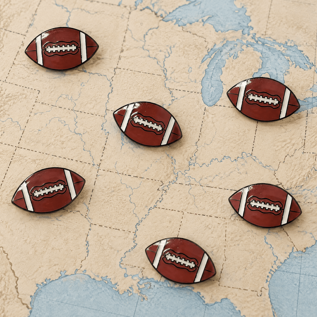 Football Push Pins - Set of 10 or 32