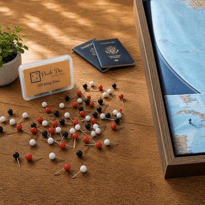 Map Pins in Black, Red, and White - Pack of 150
