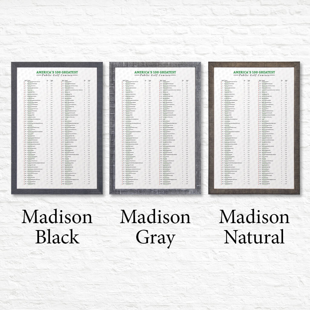 America's Top 100 Public Golf Courses in Premium Madison Frames