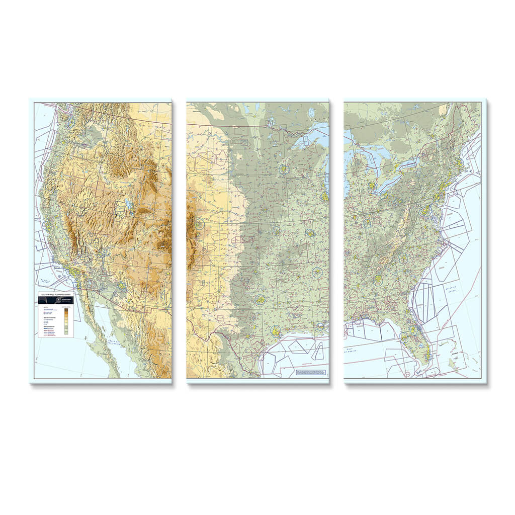 3-Panel USA Maps | Canvas Maps of the United States - Push Pin Travel Maps