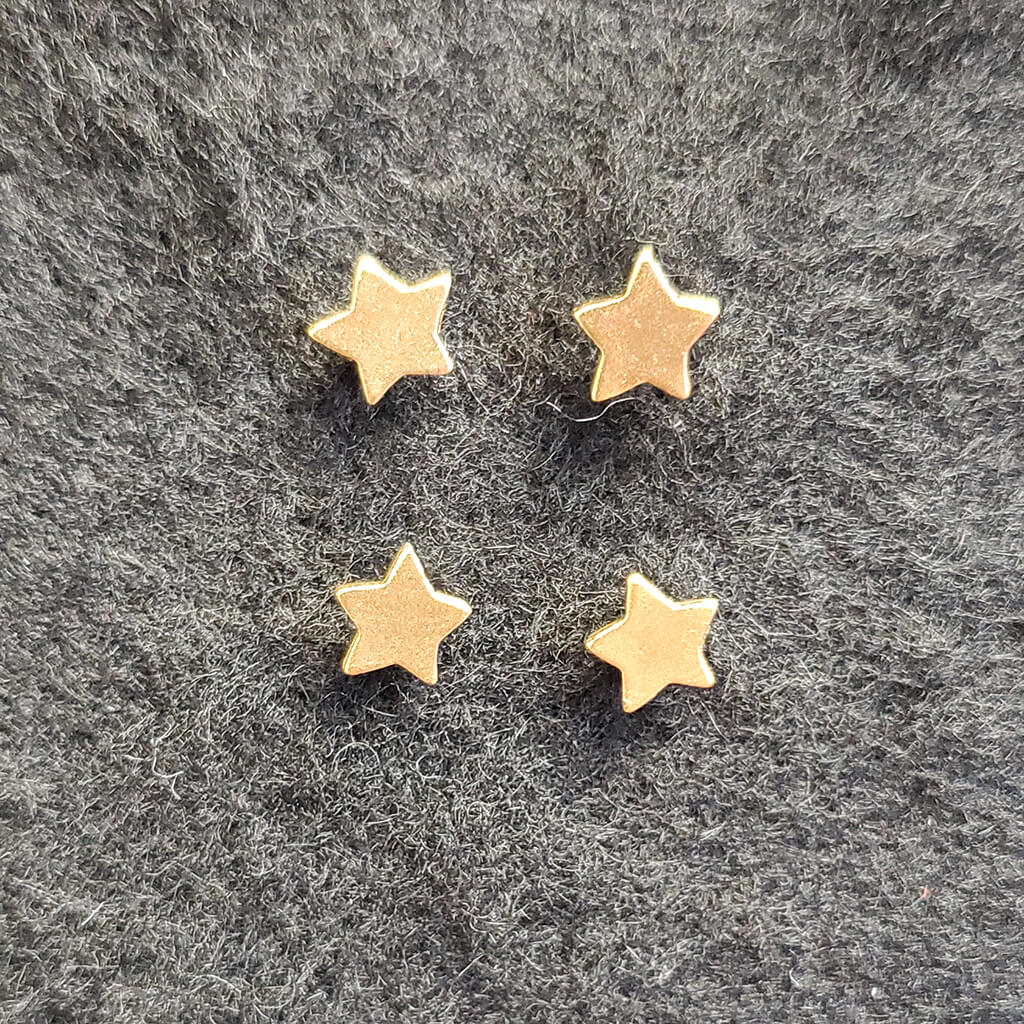 Set of 4 Mini Gold Toned Star Shaped Push Pins