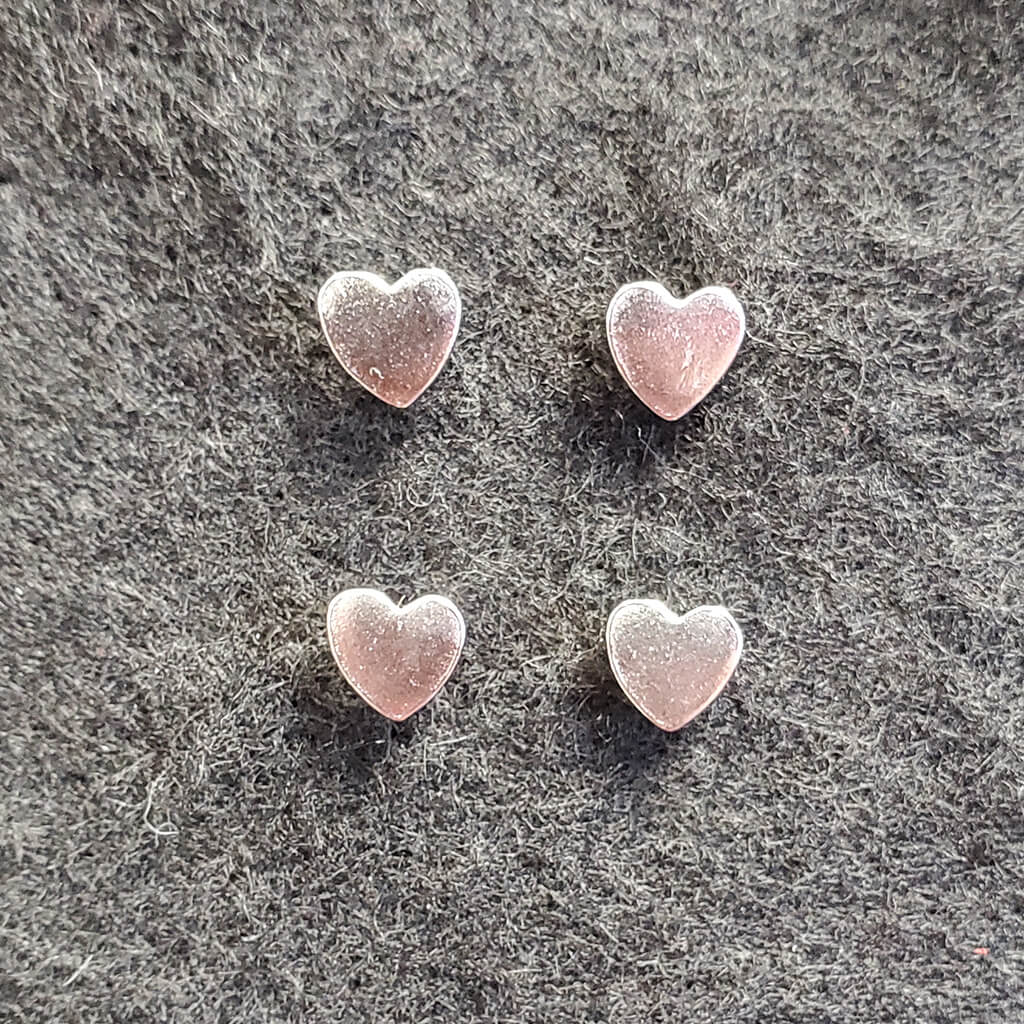 Set of 4 Silver Toned Heart Shaped Push Pins