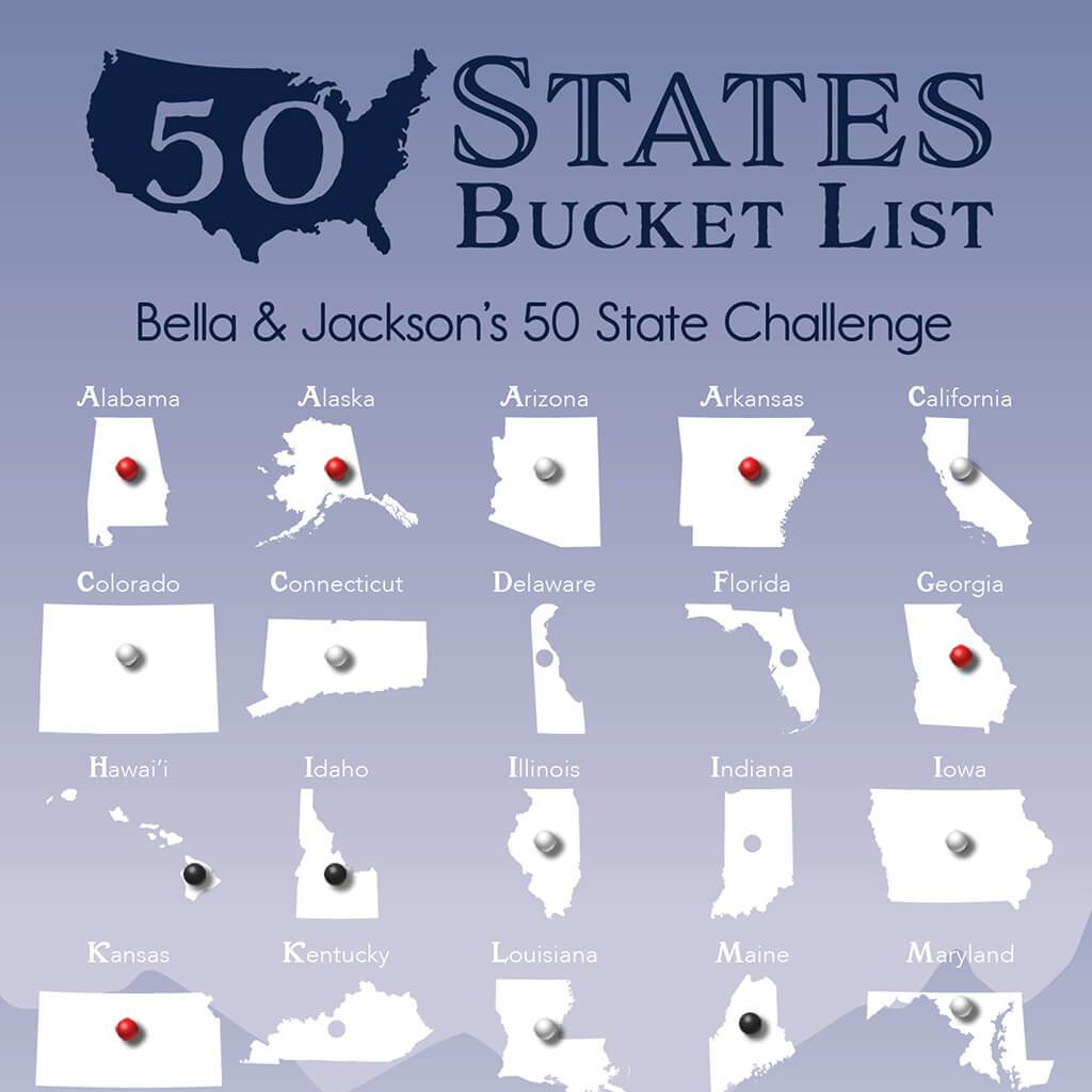 50 States Bucket List Tracker Closeup