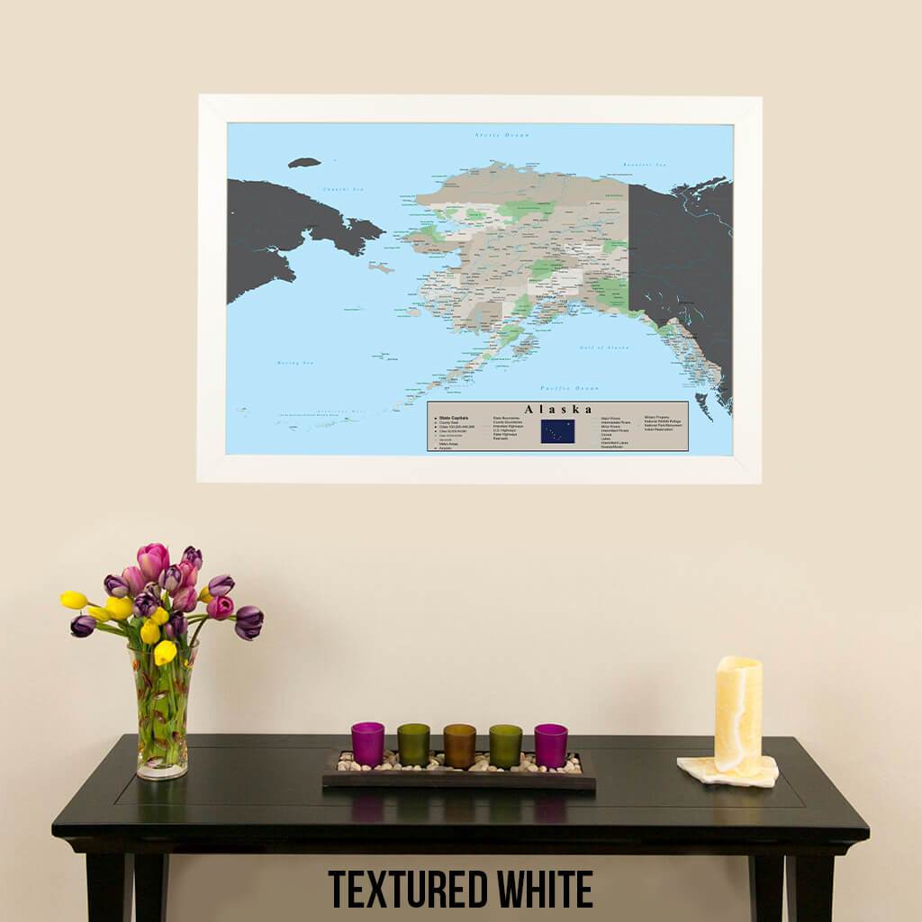 Earth Toned Alaska State Map Textured White Frame