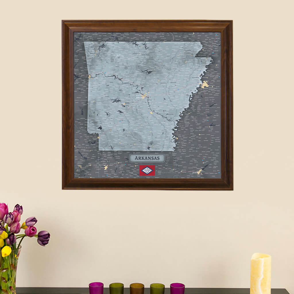 Slate Arkansas Push Pin Travel Map with Pins