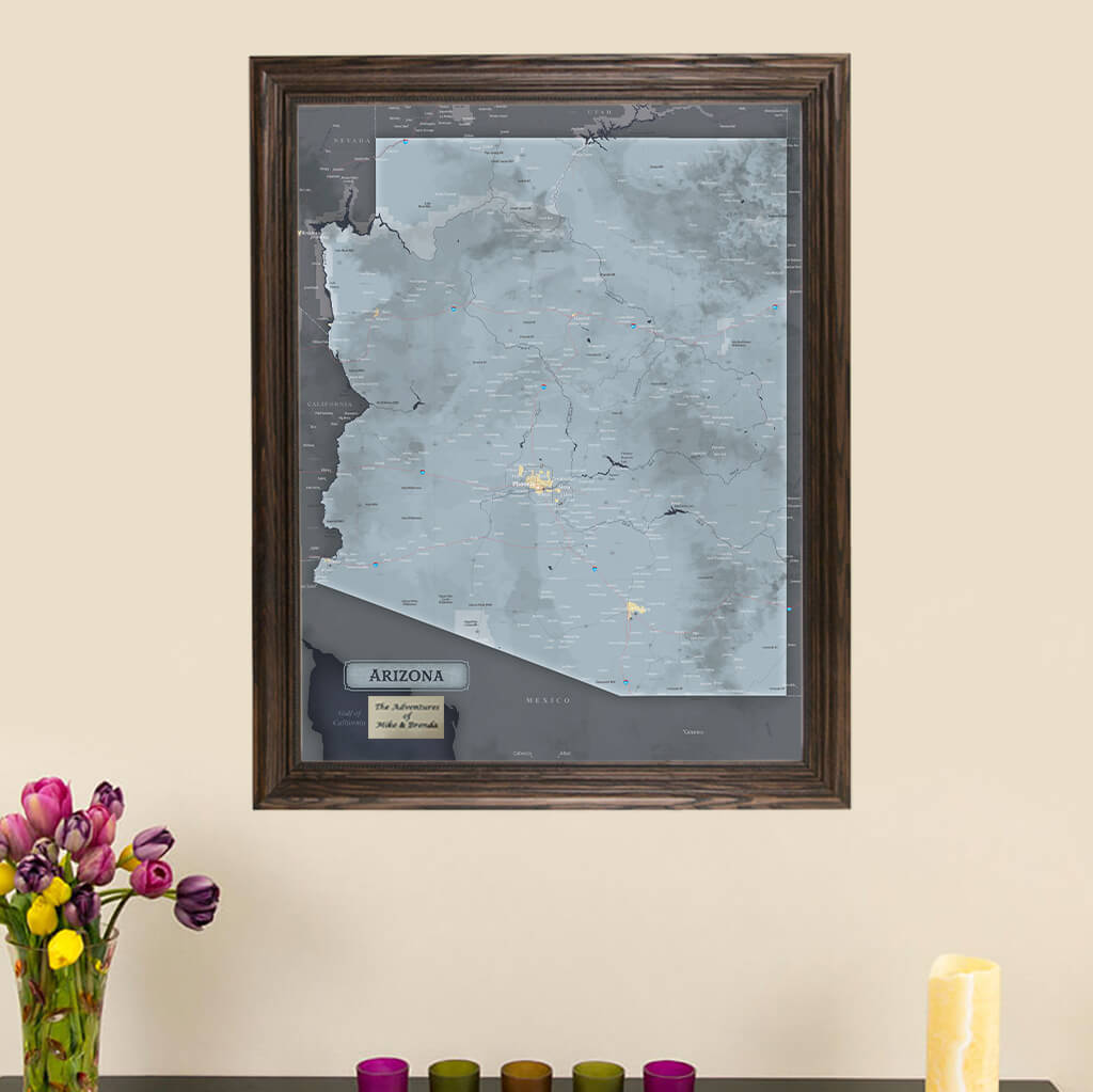 Framed Arizona State Push Pin Travel Map with Pins