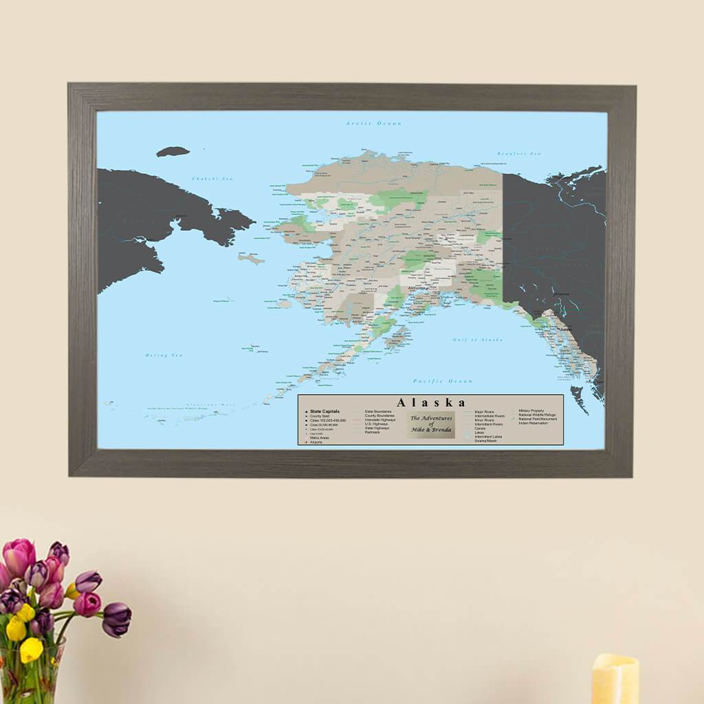 Earth Toned Alaska Frame Pin Map main picture