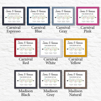 Canvas Wall Art For Couples - All frame options here at Push Pin Travel Maps