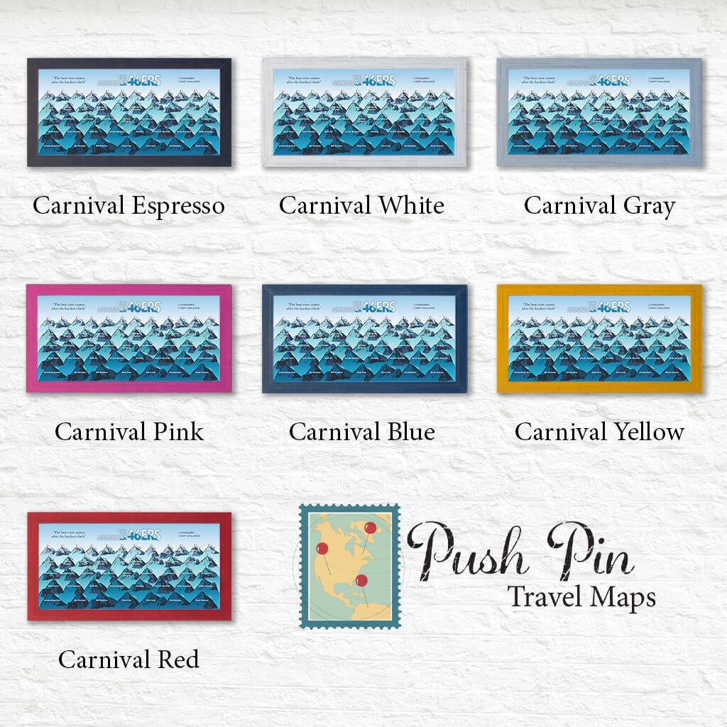 Teal Adirondack 46ers Bucket List Shown in Premium Carnival Frames