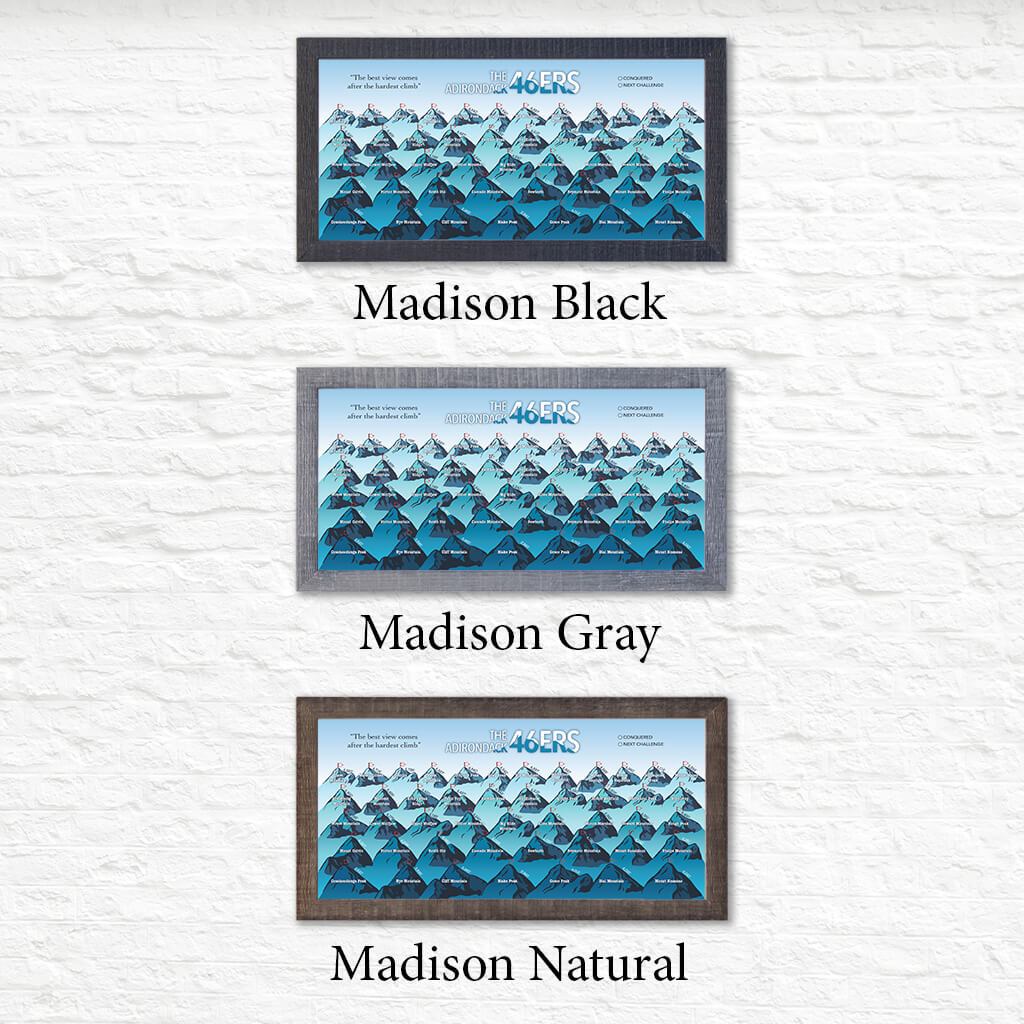 Teal Adirondack 46ers Pin List Shown in Premium Madison Frames