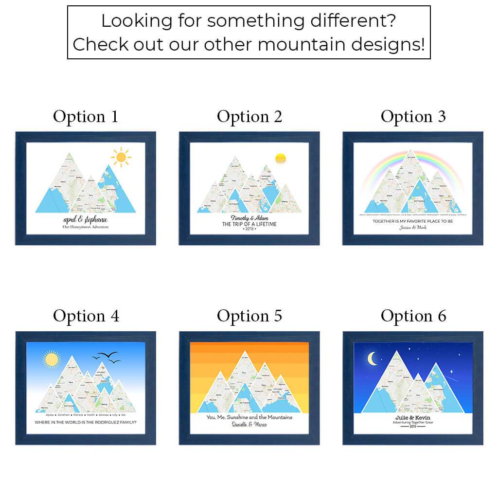 Mountain Map Art 6 Options