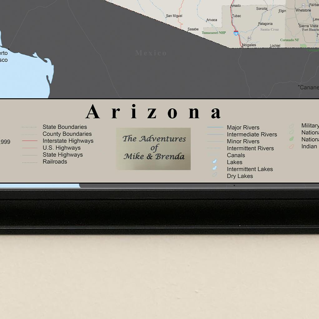 Earth Toned Arizona State Map plaque location