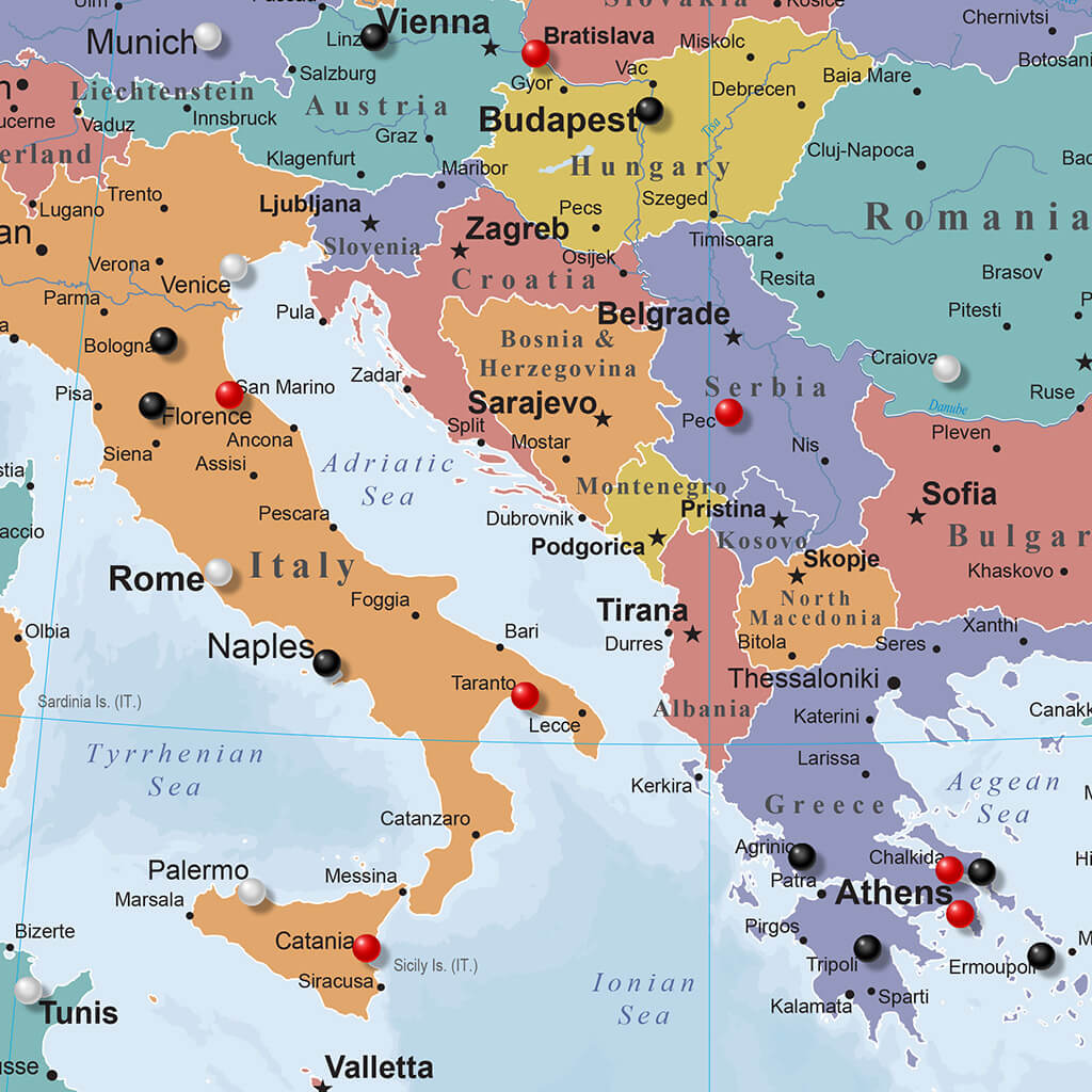 Blue Oceans Europe Map Closeup