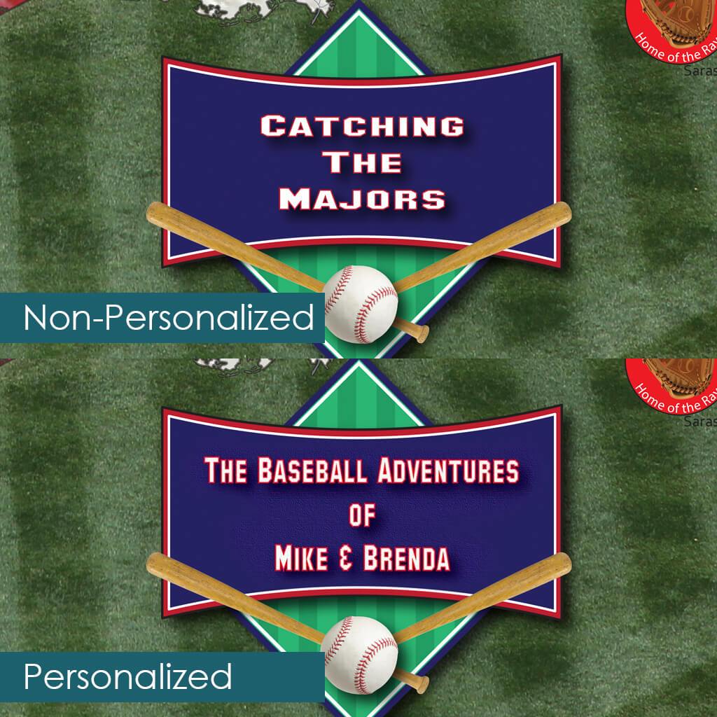 Personalization Location and Layout on Baseball Adventures Pin Map