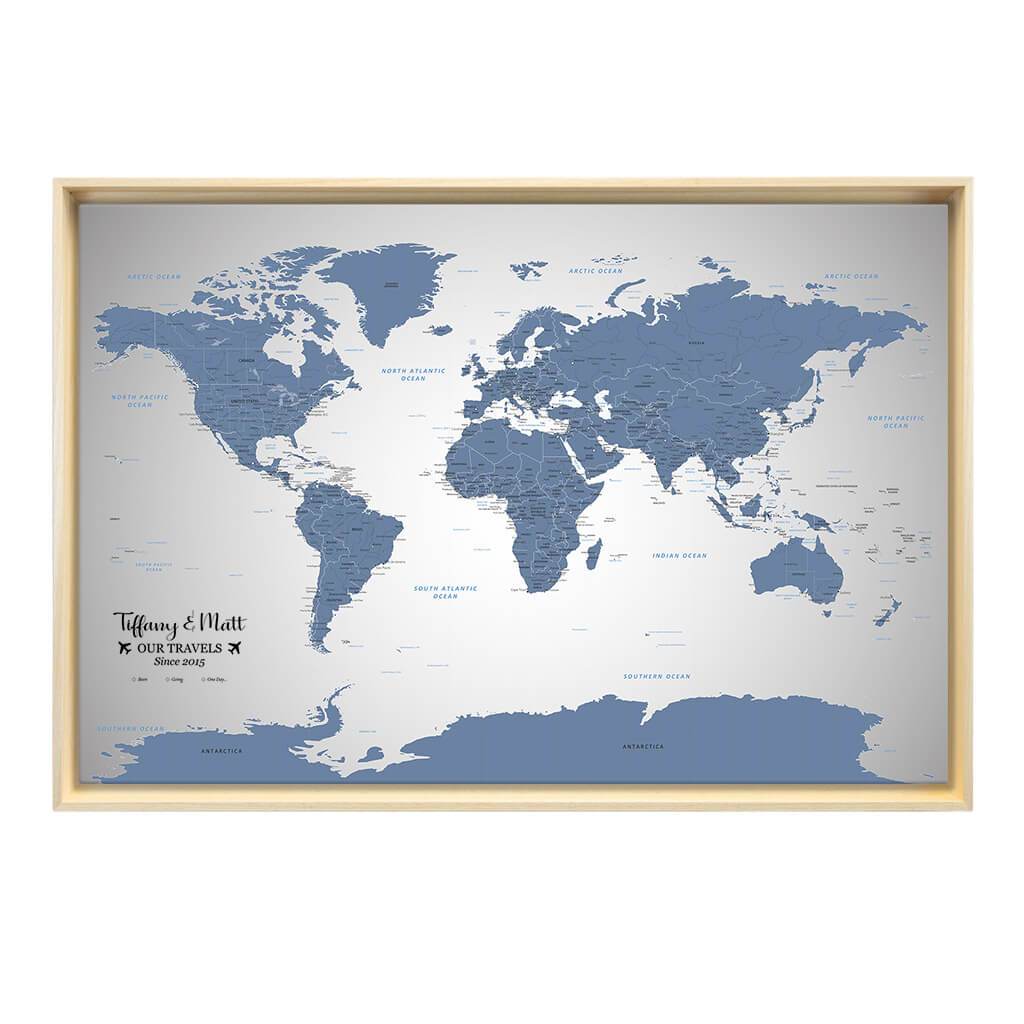 Gallery Wrapped Blue Ice Map with Natural Float Frame
