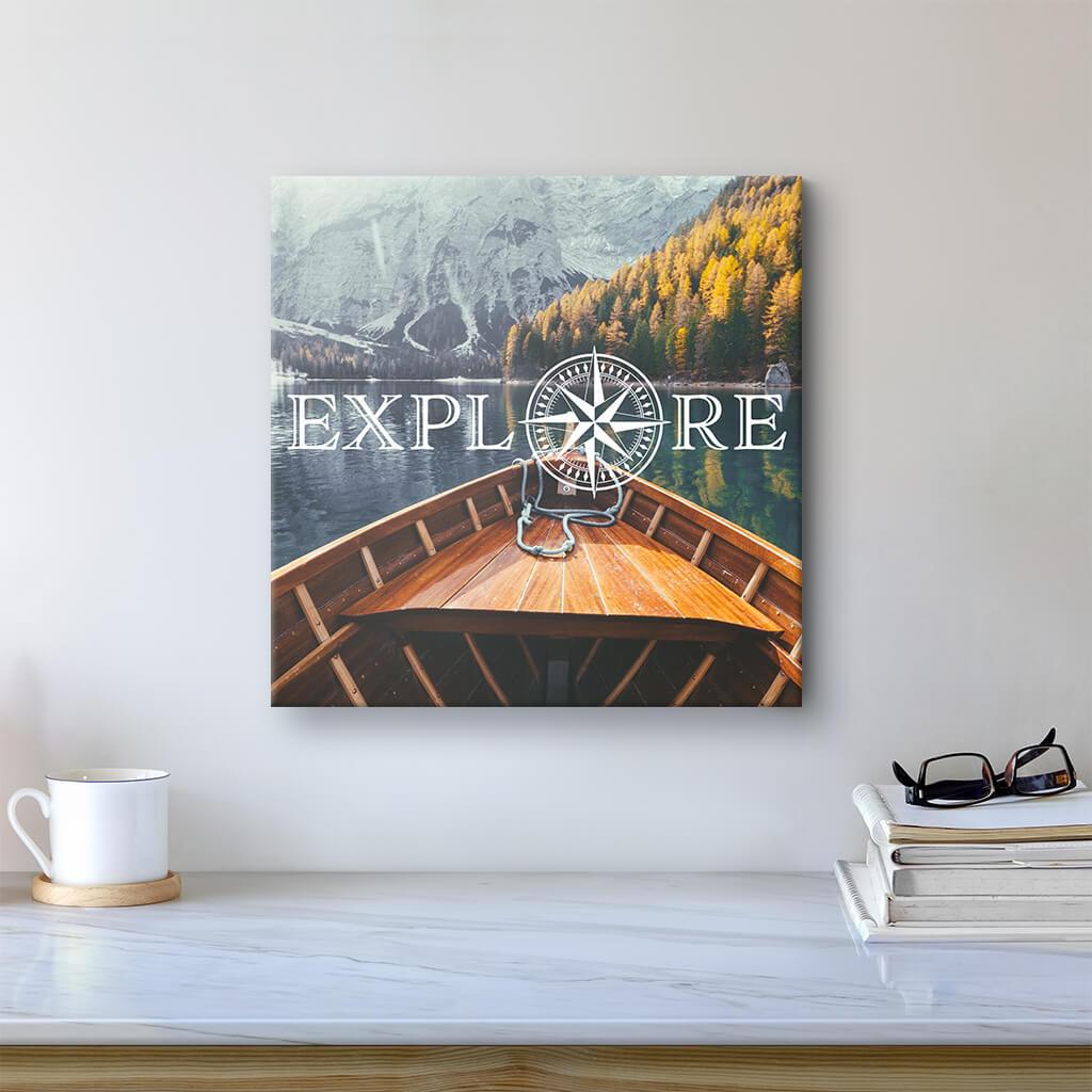 Explore - Travel Art - Boat on Lake