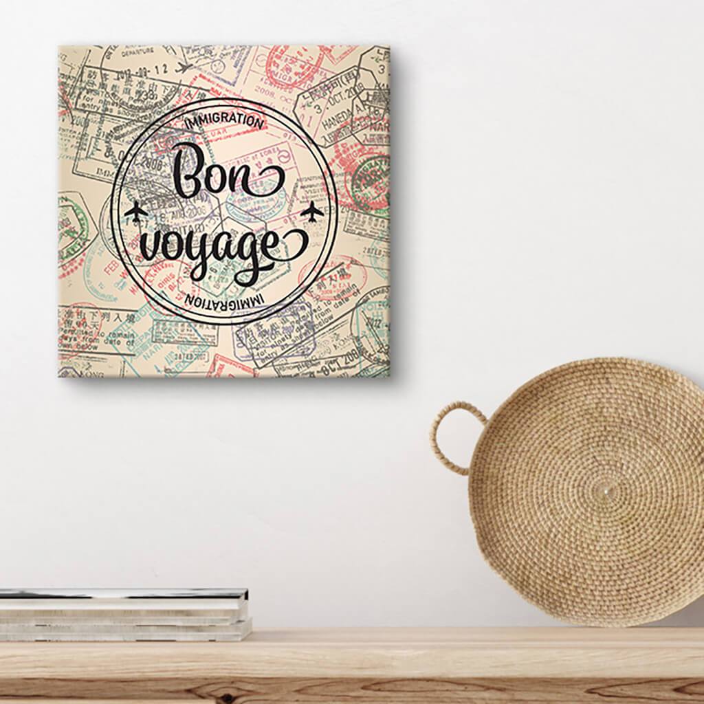 Bon Voyage Passport Stamps Canvas Art