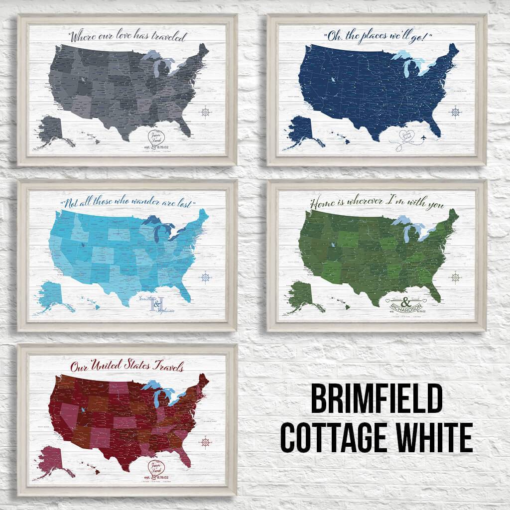 Anniversary Canvas Maps in Brimfield White Frame