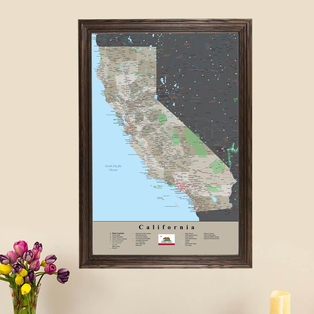 Earth Toned California State Map main picture