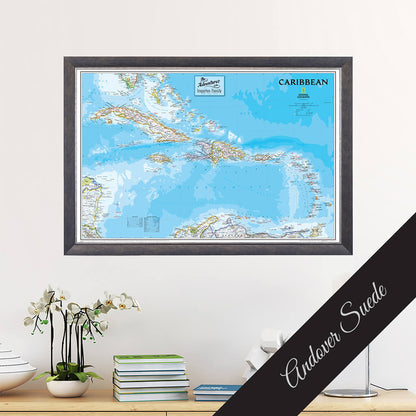 Canvas - Classic Caribbean Travel Map with Pins