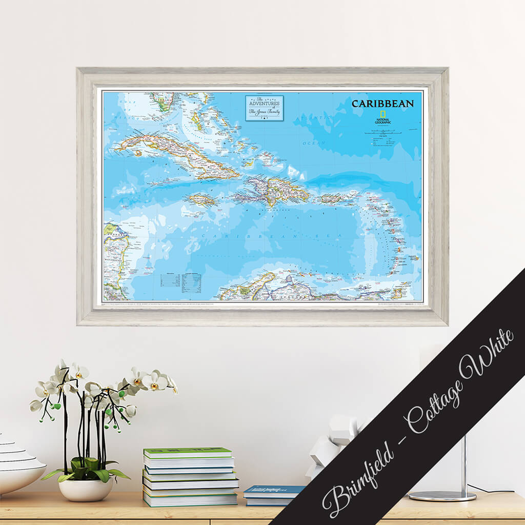 Canvas - Classic Caribbean Travel Map with Pins