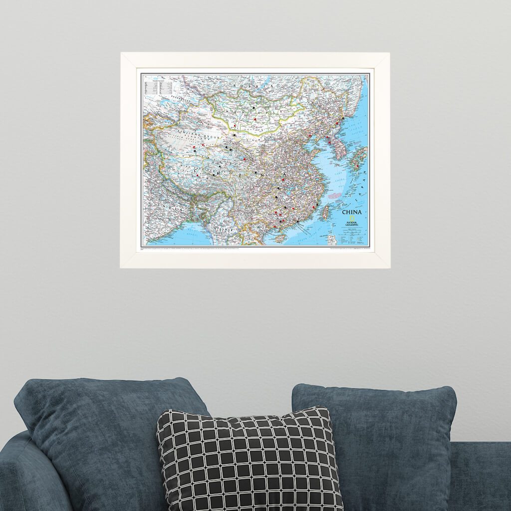 Classic China Push Pin Travel Map with Pins