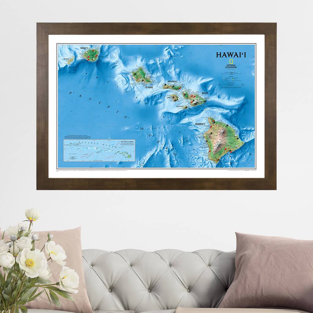 Hawaii Push Pin Travel Map - National Geographic Hawaii State Map