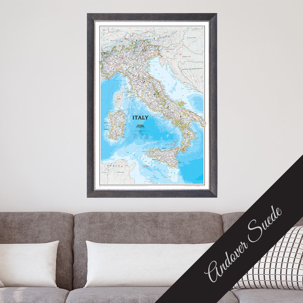 Canvas - Classic Italy Travel Map with Pins