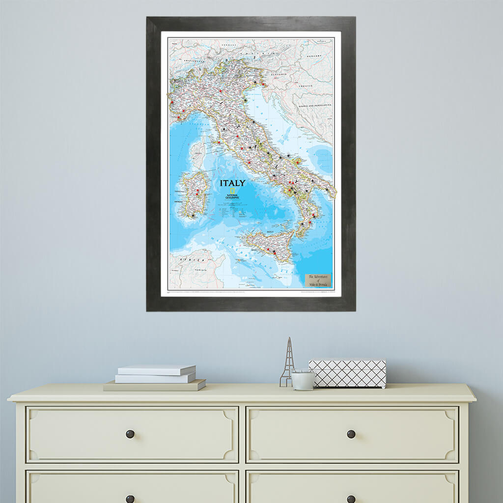 Classic Italy Push Pin Travel Map with Pins