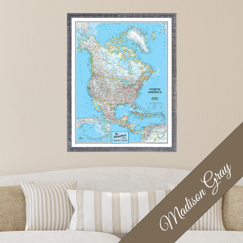 Canvas - Classic North America Travel Map with Pins
