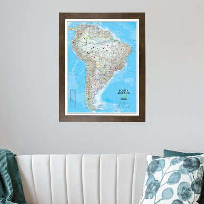 Classic South America Push Pin Travel Maps with Pins