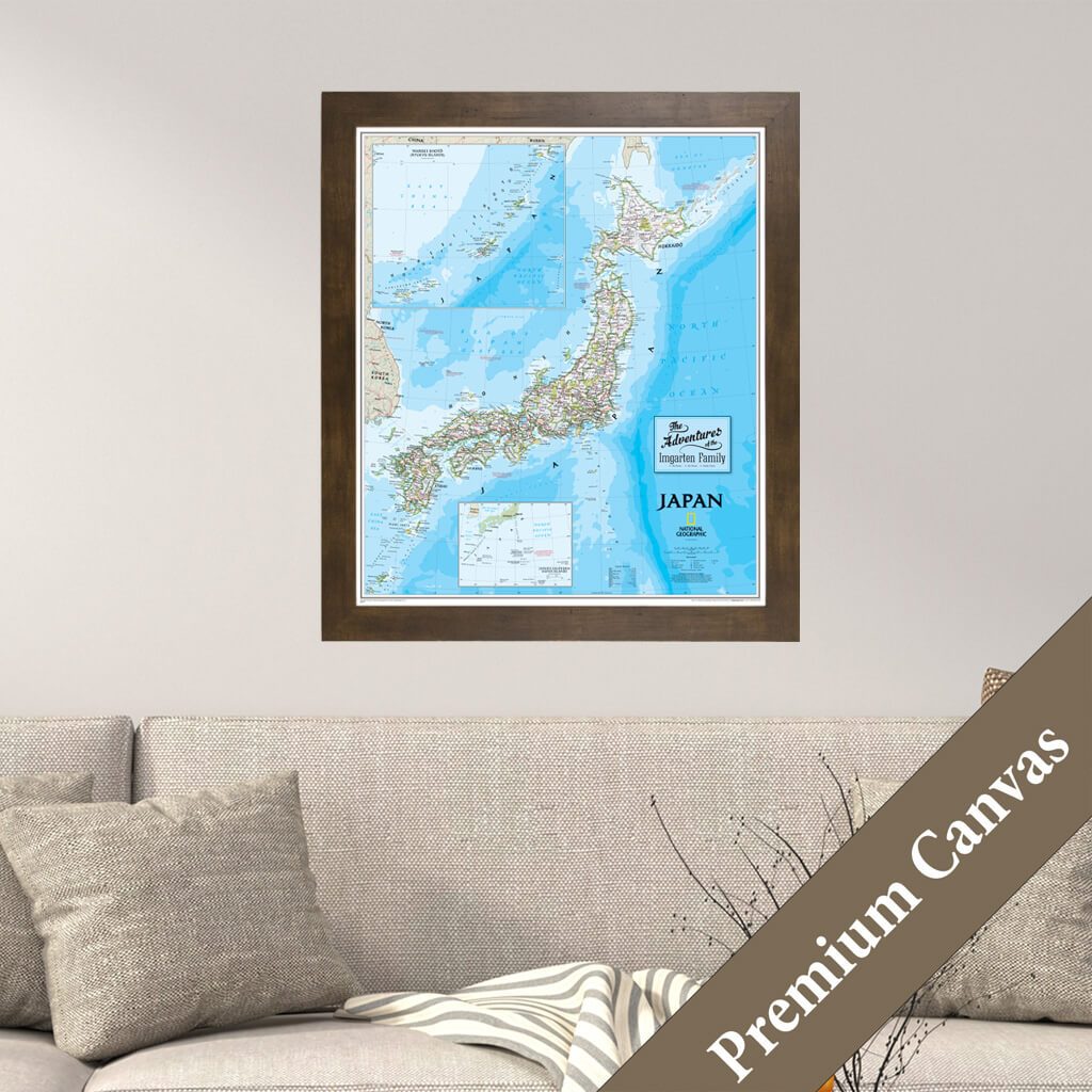 Framed Canvas Map of Japan with Pins Main Image