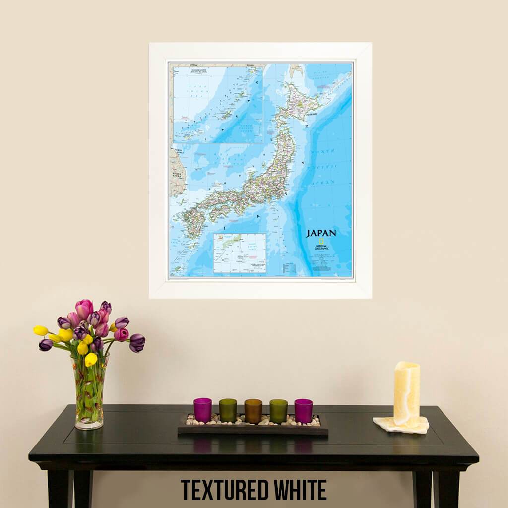 Canvas Classic Japan Map in Textured White Frame