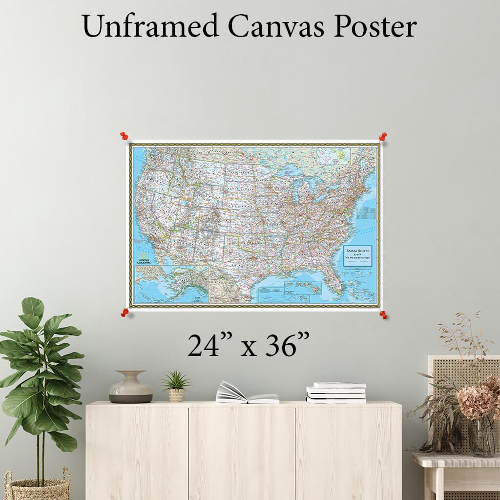 Classic USA Canvas Poster 24 inches by 36 inches