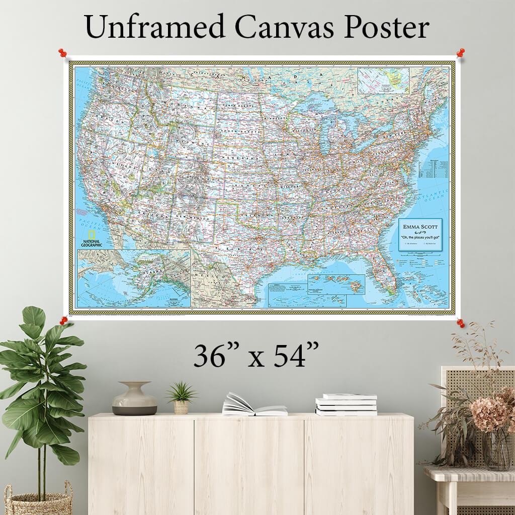 Classic USA Canvas Poster 36 x 54
