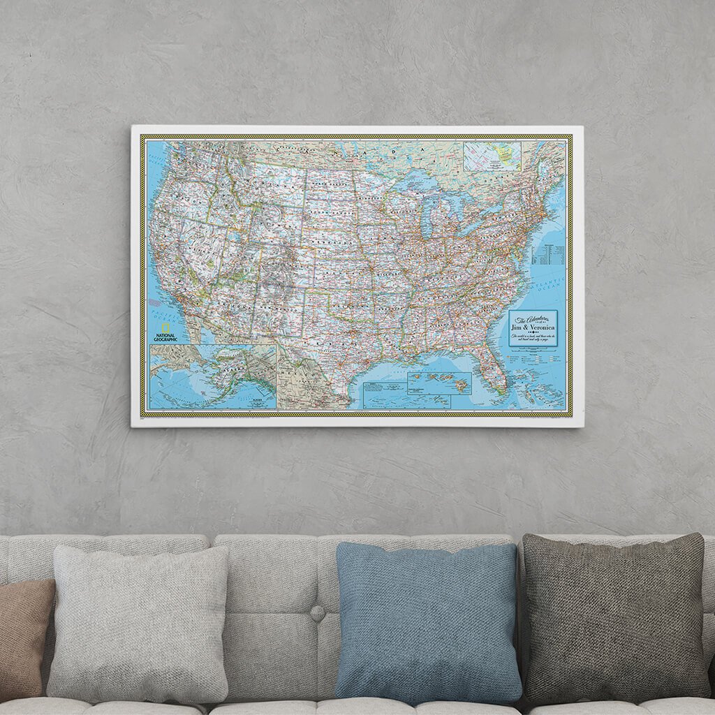 24x36 Gallery Wrapped Classic USA Push Pin Travel Map