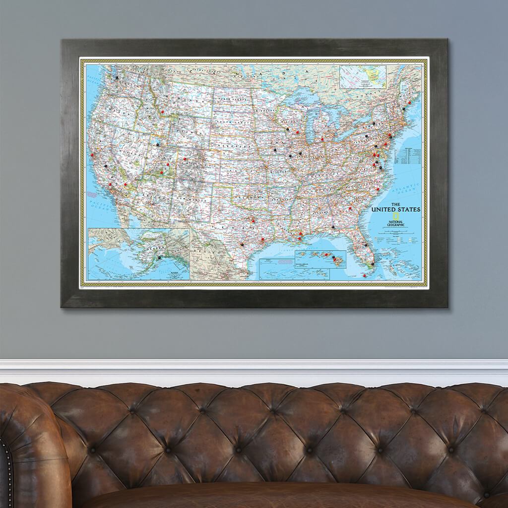 National Geographic US Map | United States Wall Map for Sale - Push Pin ...