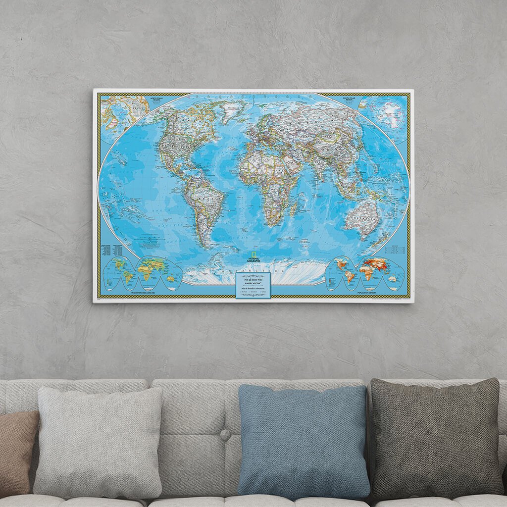24x36 Gallery Wrapped Classic World Push Pin Travel Map