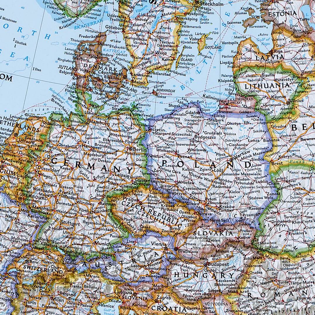 Canvas Classic Europe Push Pin Wall Map close-up