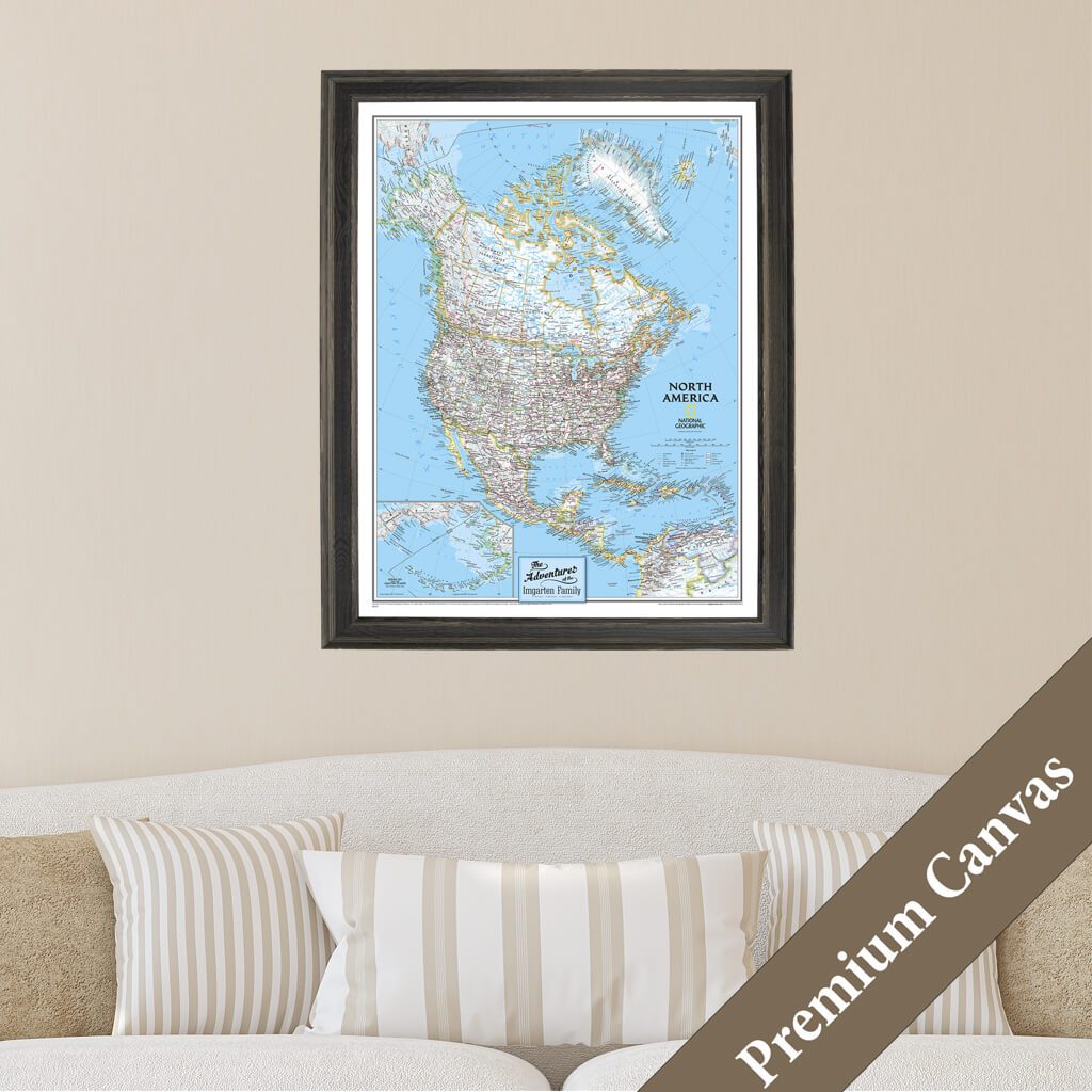 Canvas Classic North America Push Pin Travel Map premium canvas main picture