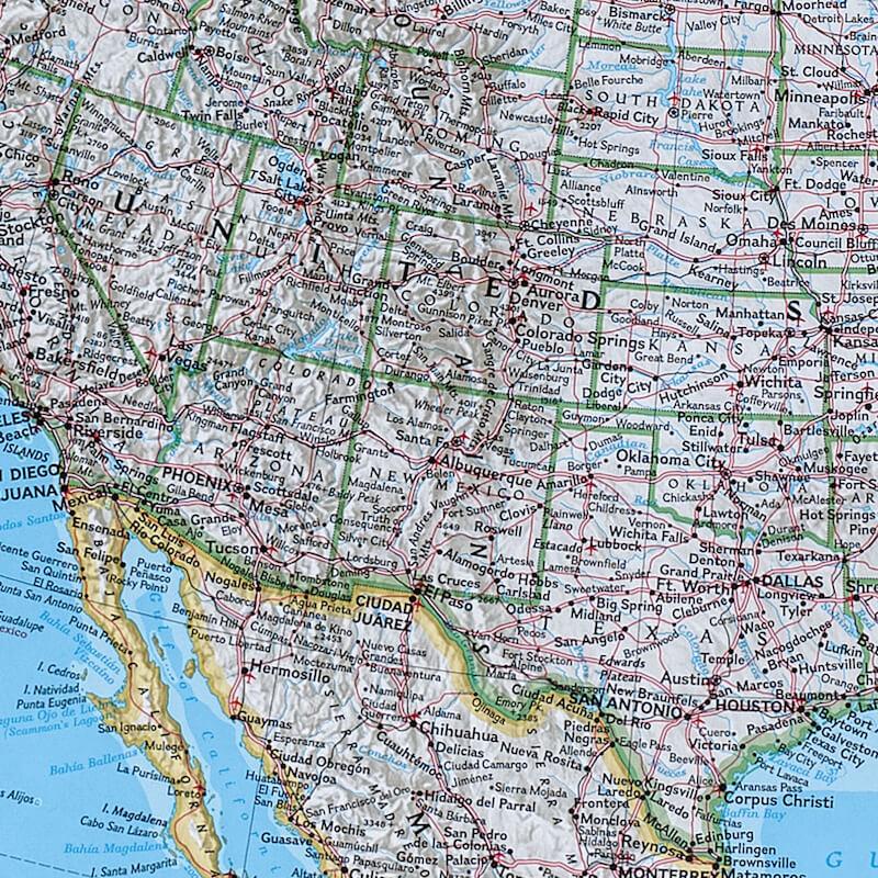 Canvas Classic North America Push Pin Travel Map Closeup