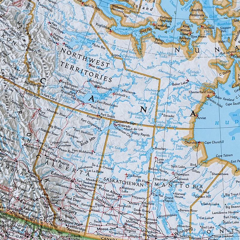 Canvas Classic North America Push Pin Wall Map Close-up