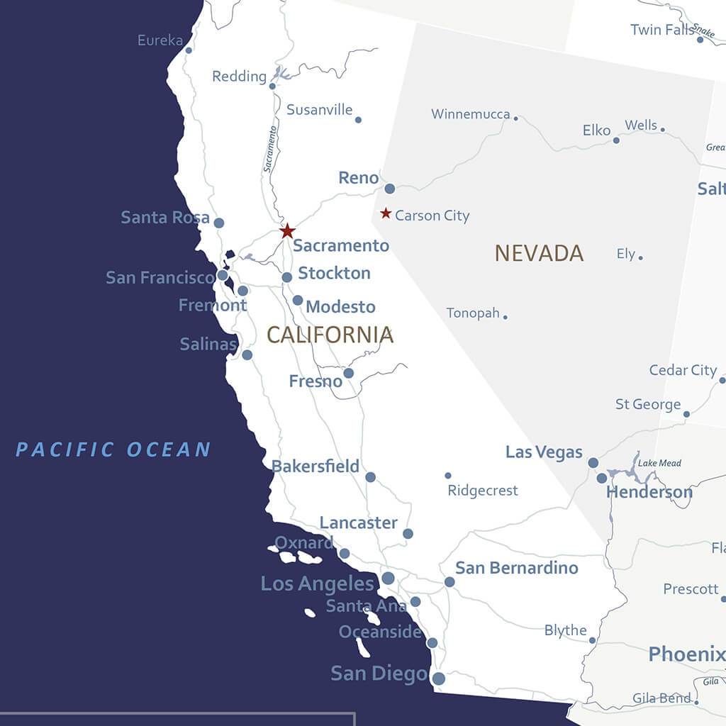 Closeup of the West Coast Navy Explorers USA and Caribbean Map