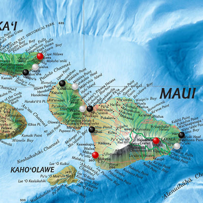 Wall Map of Hawaii | Hawaii State Travel Map with Pins - Push Pin ...