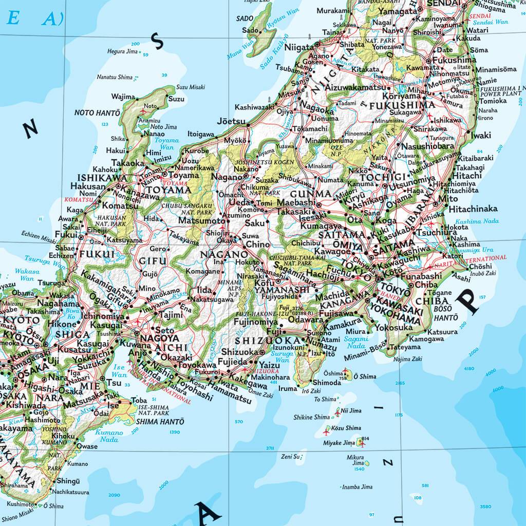 Closeup of Japan Travel Map