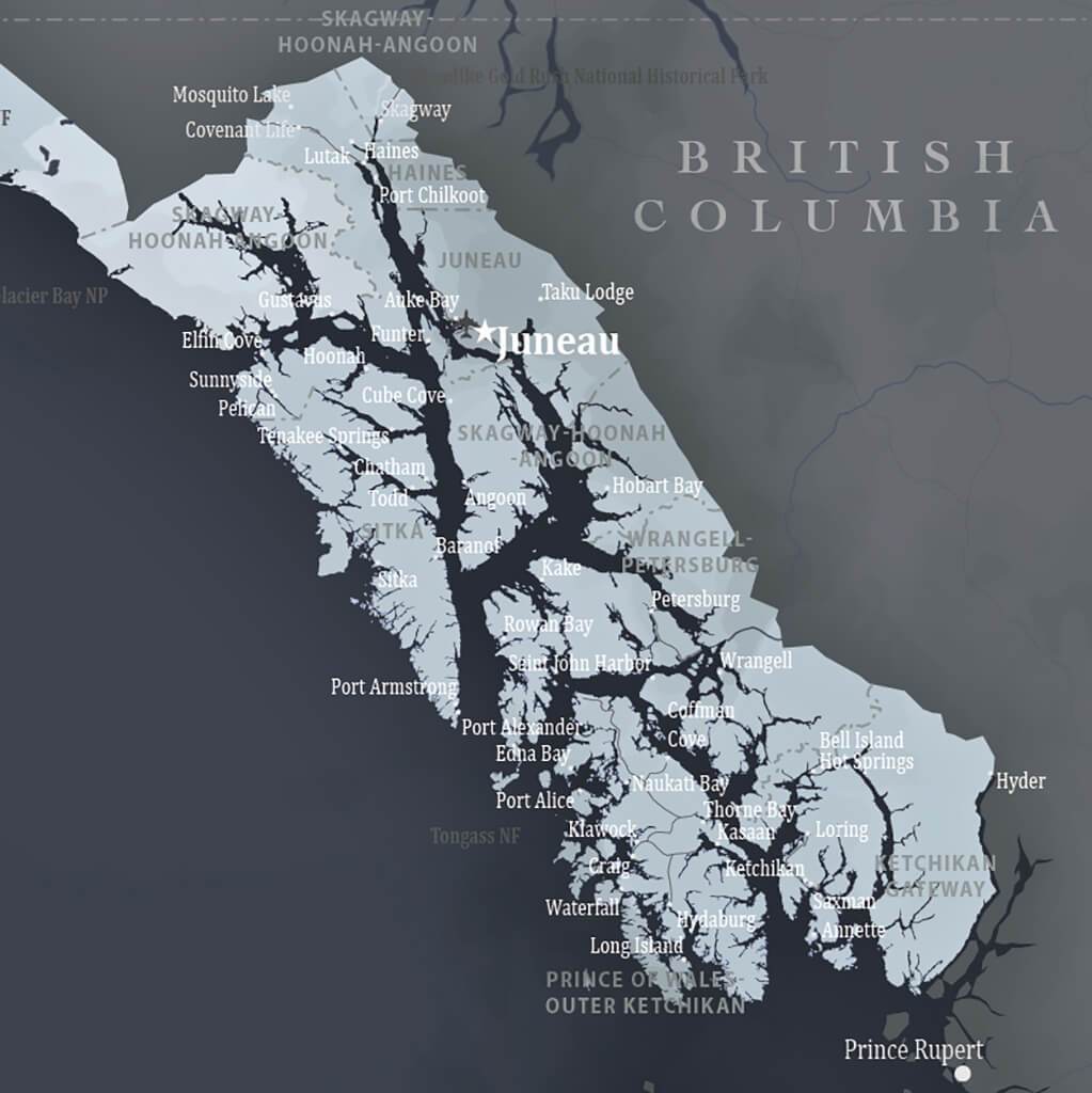 Framed Alaska Slate Travelers Map Closeup