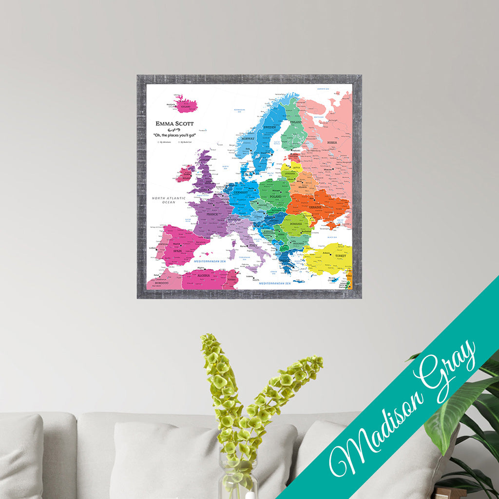 Canvas - Colorful Europe Travel Map with Pins - Square