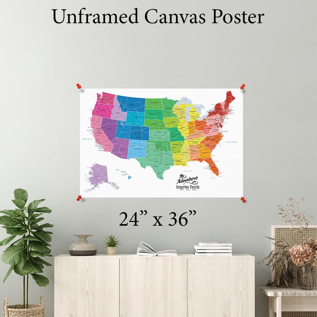 Colorful Usa Canvas Poster 24 x 36
