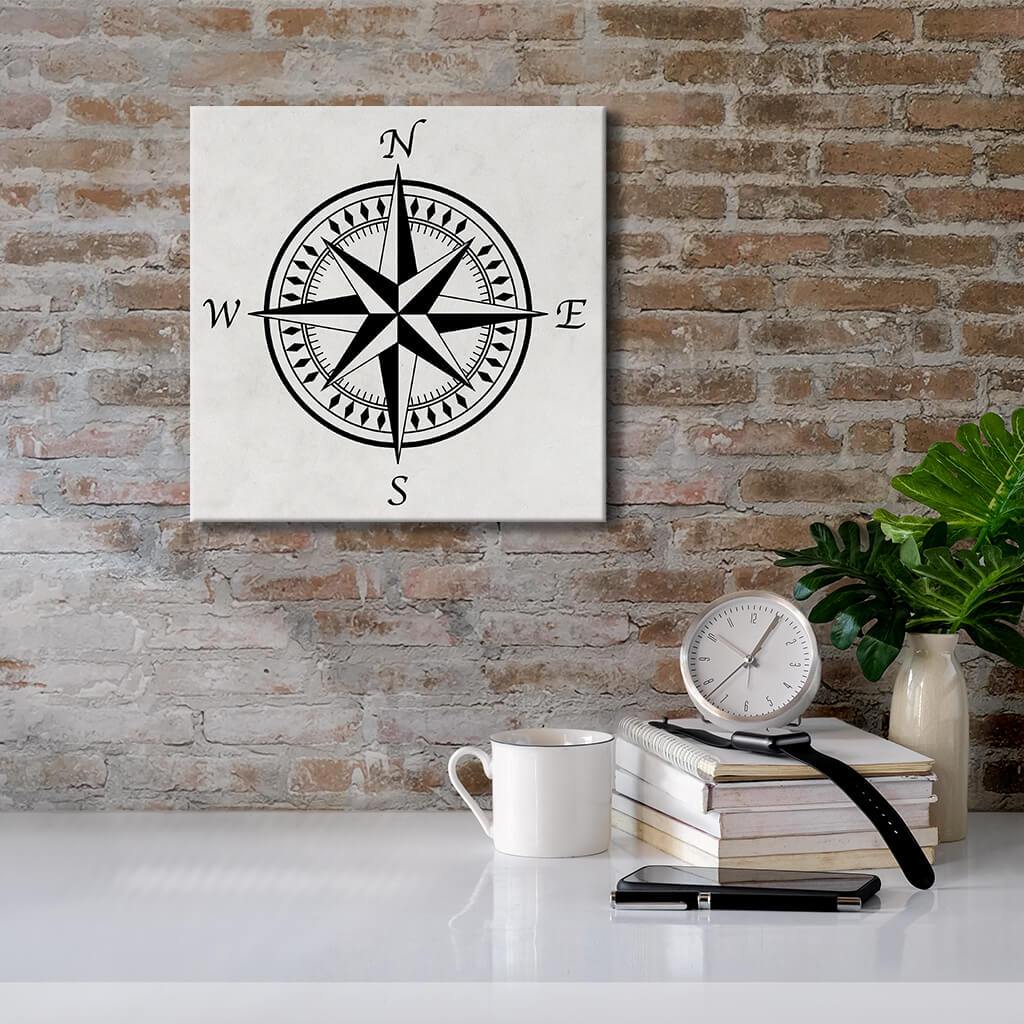 Compass Rose with Light Background - Canvas Wall Art